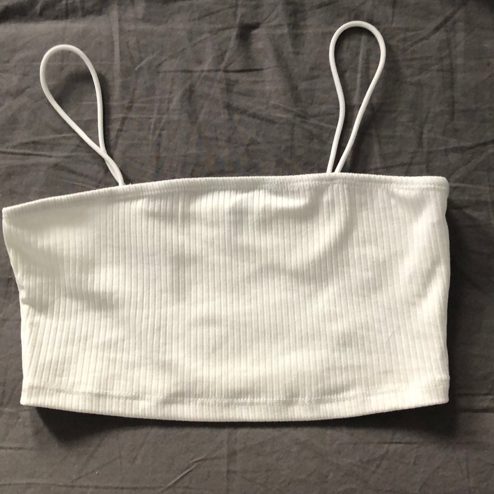 Plain white cropped tank top